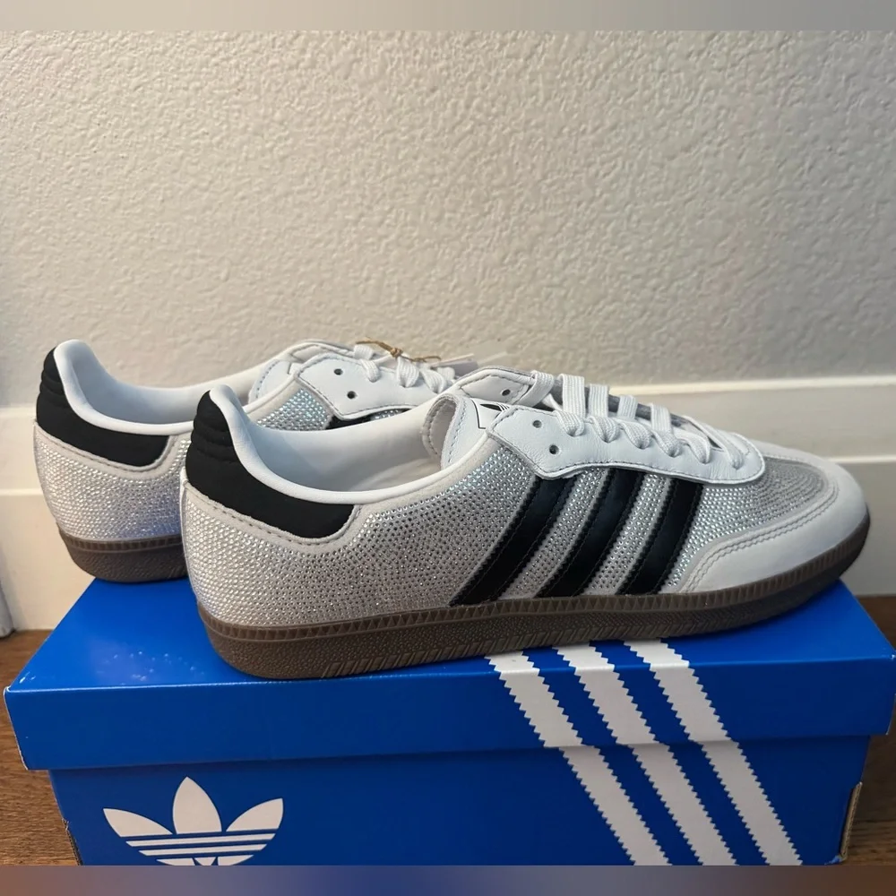 Adidas Samba OG Women’s Size 9 Crystal White Silver Metallic Sneakers NIB - Picture 6 of 12